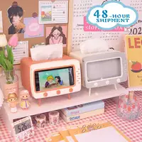 Cute Tissue Box Storage Multifunctional Creative Paper Pumping Phone Holder Paper Storage Box Dust-proof Household TV Shape
