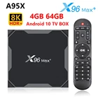 ТВ-приставка X96 MAX Plus, приставка для Smart TV, Android 9.0, Amlogic S905X3, 4 ГБ, 64 ГБ, 32 ГБ, четырехъядерный процессор, 8K, 2,4G, 5G, Wi-Fi, 4K