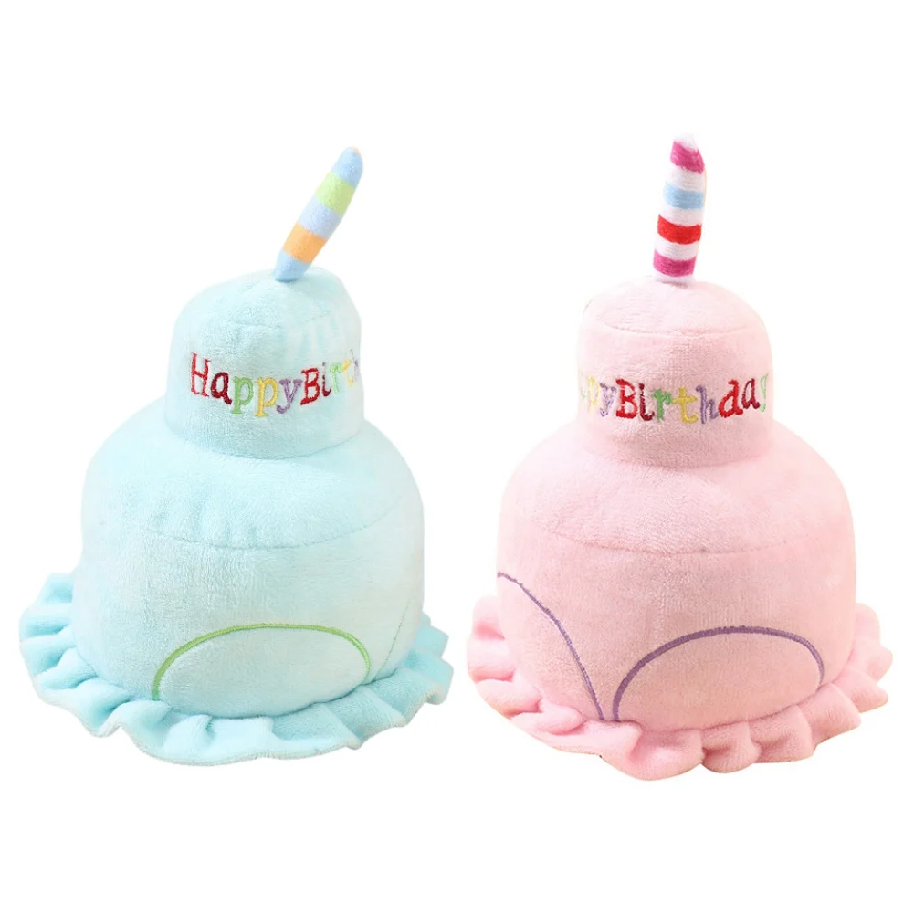 

Birthday Cake Squeaky Chew Dog Toy with Soft Stuffing Plush Toy Bite-resistant Fun for Small Large Dogs Cats Hot Arrival