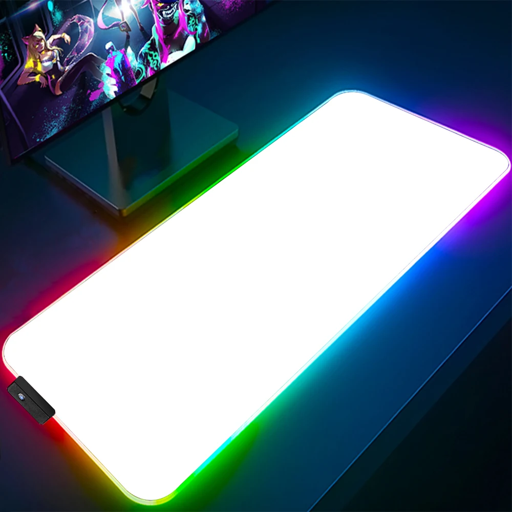 

White RGB Gaming Mousepad Game Accessories RGB Mouse Pad Desk Mat LED Computer Keyboard Mouse Mat XXL Large Mausepad Buy 1 Get 1