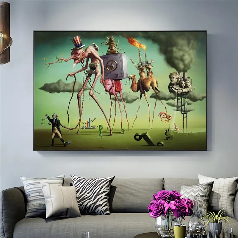 

"The American Dream" By Salvador Dali Canvas Posters Famous Artwork Reproduction Abstract Oil Paintings Wall Art Cuadro Pictures