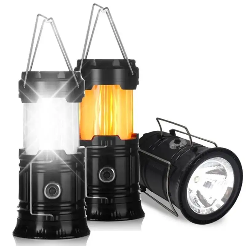 

Portable Camping Lantern Solar LED Flashlight Torch Multifunction Waterproof Outdoor Fishing Camping Tent Light Rechargeable