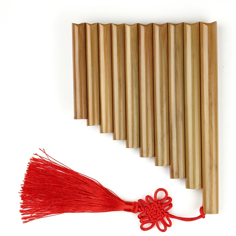 Китайский народный музыкальный инструмент Pan Flute Bamboo Panflute 10 труб духовой инструмент Panpipes Flauta ручной работы легко носить с собой - Цвет: LEFT hand