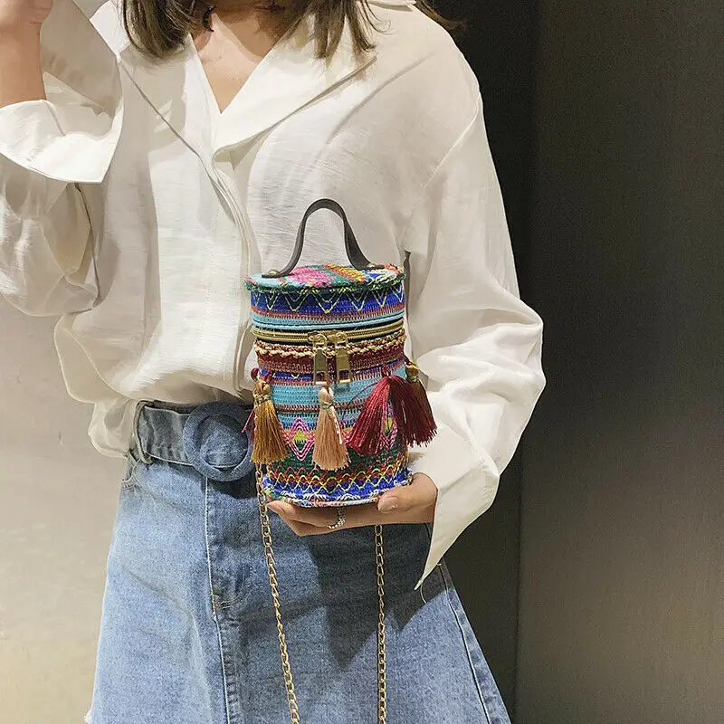 Новинка 2019 года женская сумка в богемном стиле для девочек ручная Круглый