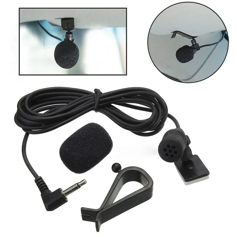 

Vehicle Microphone For Car Pioneer Stereos DVD Audio Mic Connector 9.8inch Windproof Foam Cover 2.5mm Bluetooth