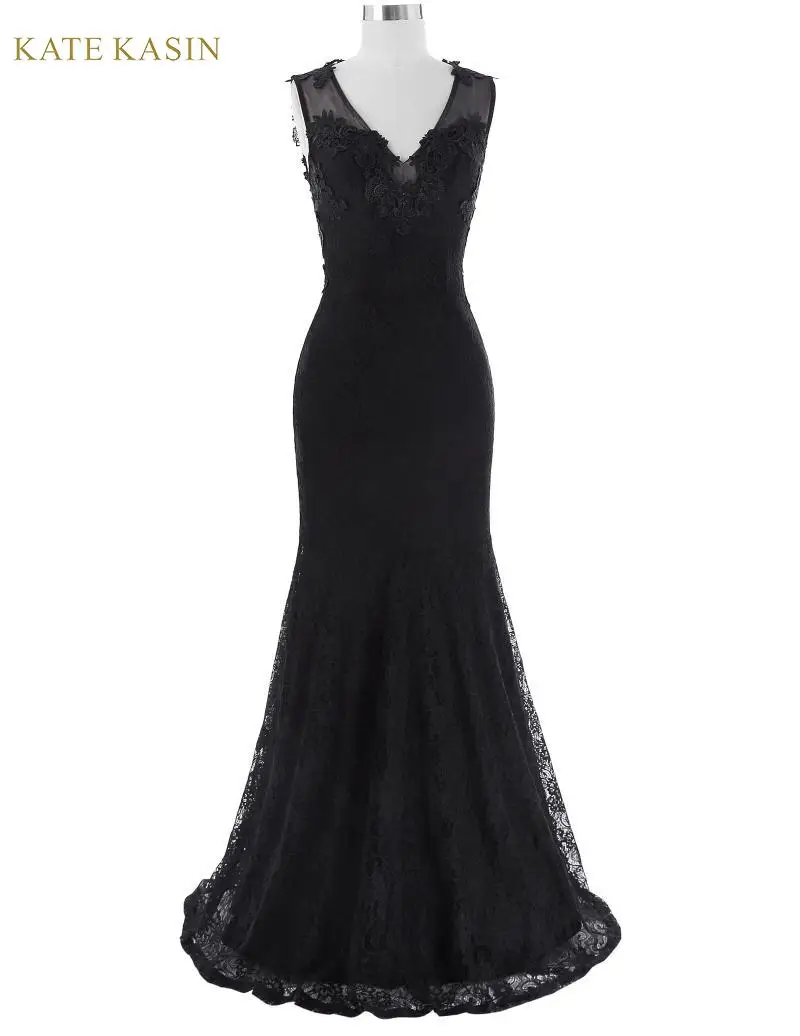 Kate Kasin Для женщин элегантное платье без рукавов Черное длинное вечернее в деловом