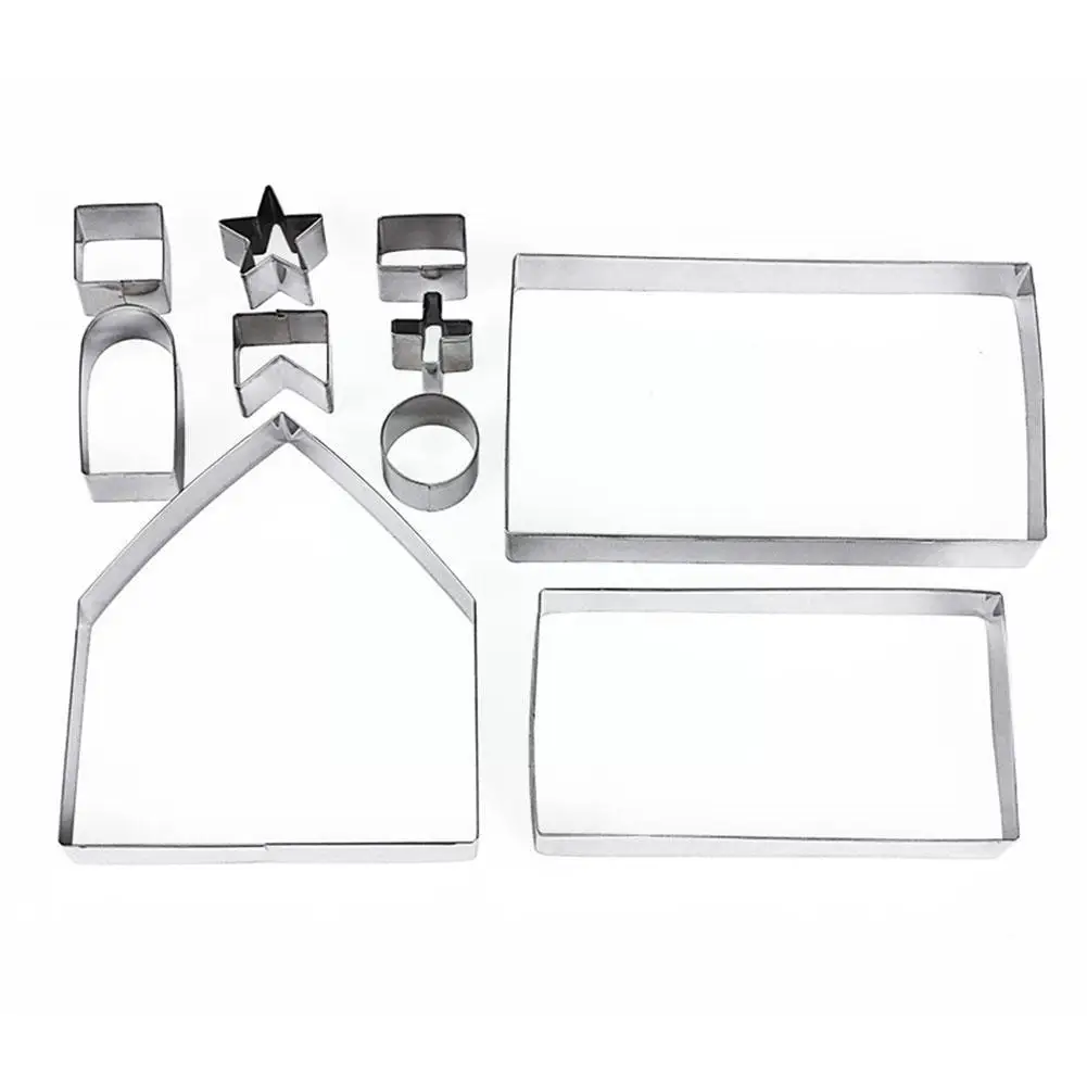 

New 3D Three-dimensional Anti-rust Steel Biscuit Cookie Of Mold Baking Tools House Sets Gingerbread Christmas Wholesale 10 K3P5
