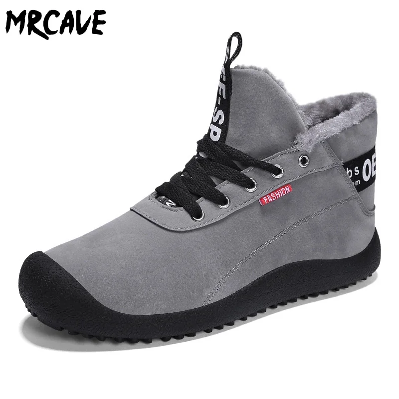 MRCAVE Brand 2019 Suede Leather Ankle Snow Man Boots Shoes With Fur Plush Autumn Winter New Warm Male Casual Boot Sneakers Men | Обувь