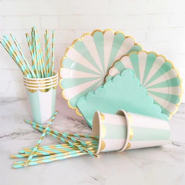 8 комплектов посуда из желтой золотой розовой черной мятной синей и серебряной