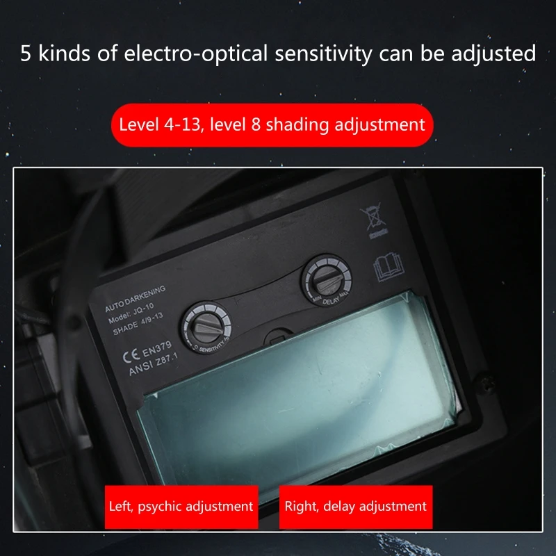 

Welding Helmet Solar Powered Auto Darken Hood with Adjustable Shade Range 9-13