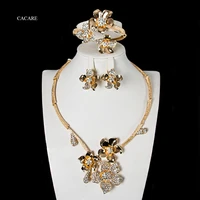 dubai set gold jewelry sets women big necklace earring bracelet indian jewellery 4 pieces f1192 rhinestone party jewels