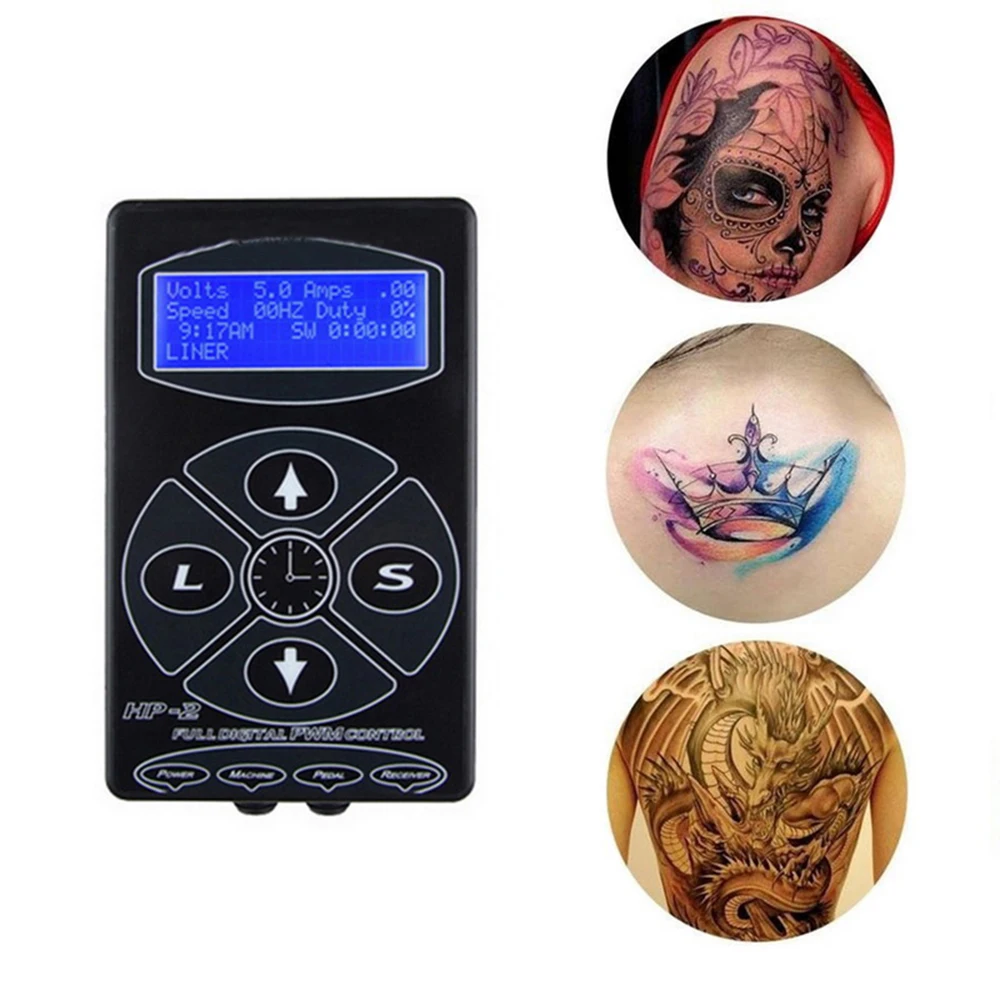 Высококачественный черный источник питания для тату цифровой двойной ЖК-дисплей