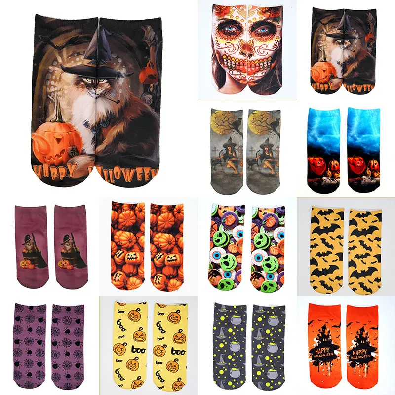 Осенне зимние 3D Ретро персональные художественные носки с принтом на Хэллоуин