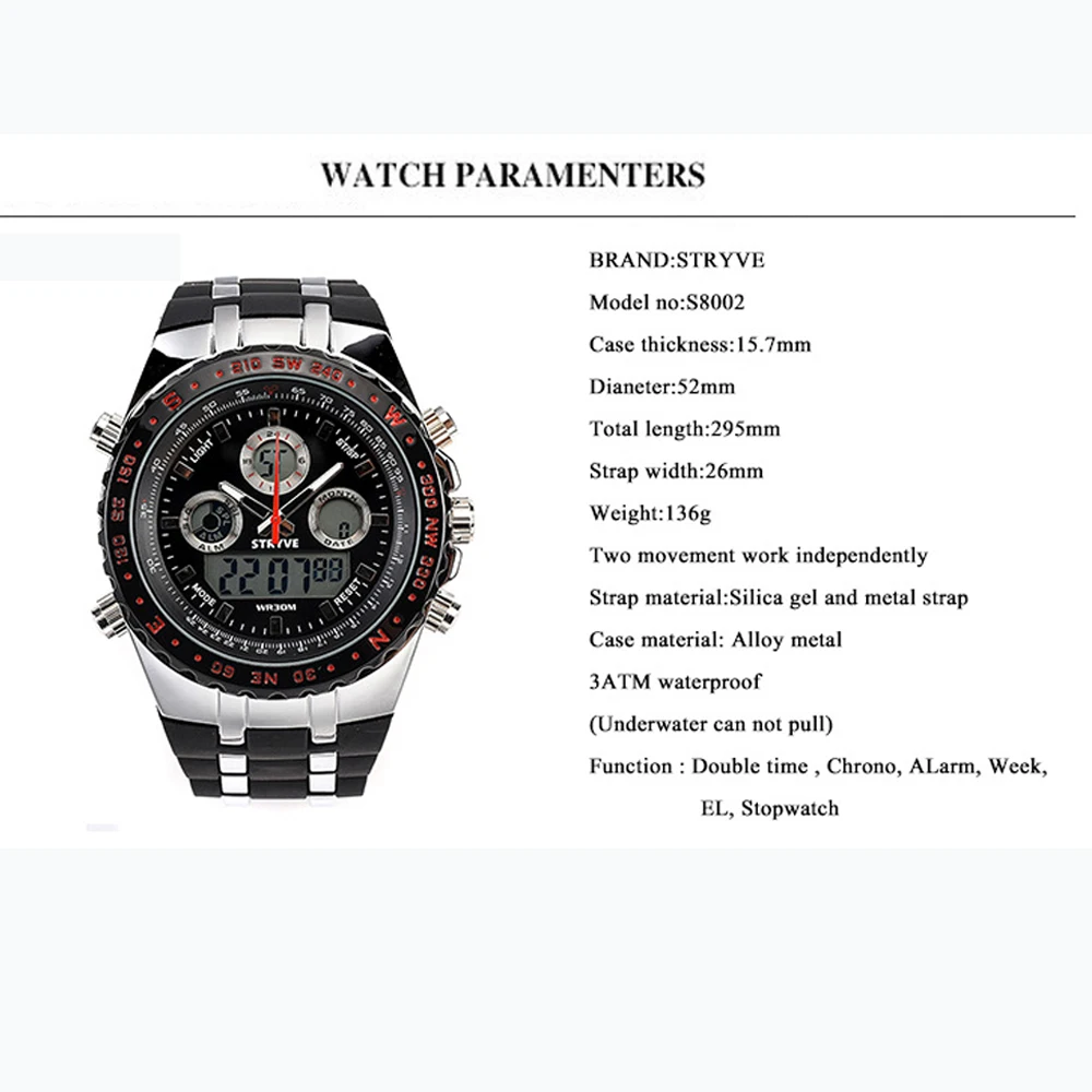 

Women Watches Top Brand Luxury Sport Quartz Wrist Watch Military Waterproof LED Digital Men Wristwatch Clock Male