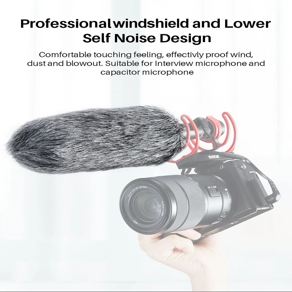 Ulanzi Microphone Furry Muff Windshield Windscreen Deadcat for Q3 /Deity D3 Pro/Rode NTG5 NTG1 NTG4/Sennheiser MKH 8060 Mic