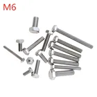 3 шт. M6 * 10-130 60 80 100 A2-70 304 Нержавеющаясталь метрической резьбы DIN933 внешний шестигранный с шестигранной головкой Кепки на шурупе-болте M6x10