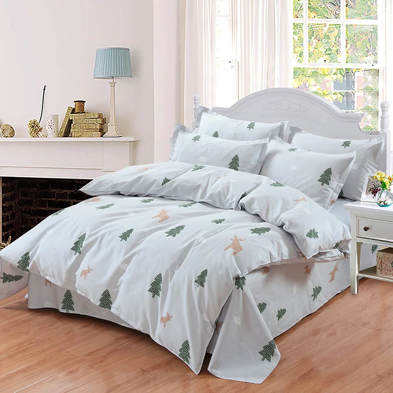 

Tree Deer Leaves elegant Bedding Set Bed Linen quilt cover Bed Sheet soft Duvet Cover Best-selling white Home textiles