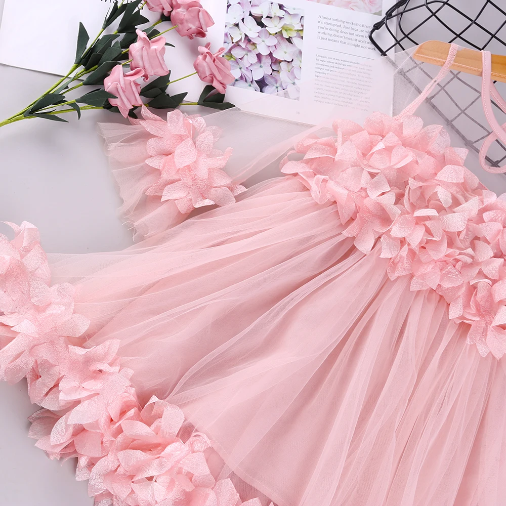 Детское кружевное платье HE Hello Enjoy Осеннее розовое для девочки элегантное детское