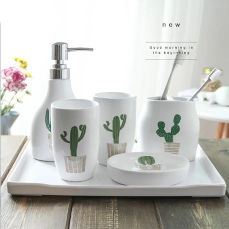 5 шт. керамические диспенсеры для жидкого мыла|Наборы аксессуаров ванной| |