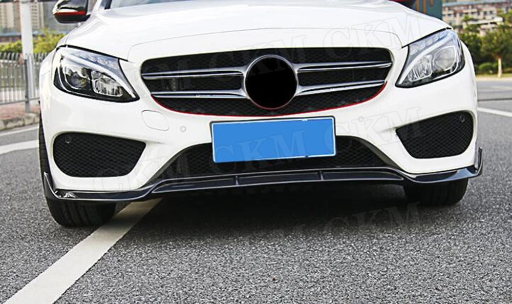 3 шт. ABS пианино Черный Автомобильный передний бампер спойлер разветвители для Mercedes Benz W205 C205 C200 C300 C43 AMG