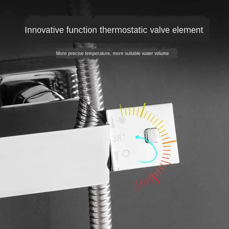 

full Copper Square shower set supercharged shower head bathroom constant temperature shower