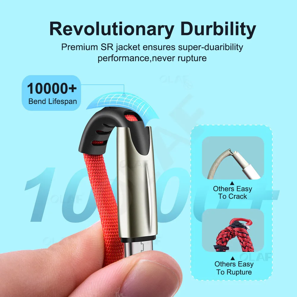Олаф usb type-C кабель 3M QC 3 0 для samsung S9 S8 S10 Быстрый USB C мобильного телефона Xiaomi mi9 Redmi note