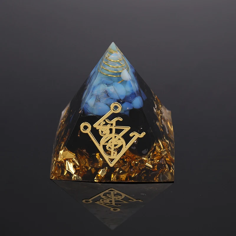 

Pyramid Chakra Obsidian Natural Crystal Repel Evil Spirits Pyramid Decoration Process Resin Gift