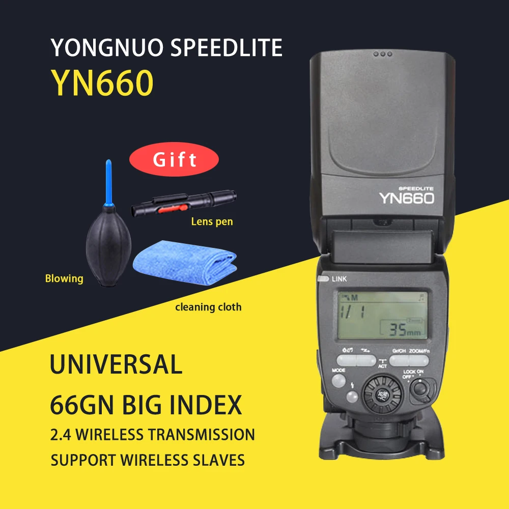 Беспроводная вспышка YONGNUO YN660 Speedlite GN66 2 4G беспроводная радиостанция Master Slave для Canon