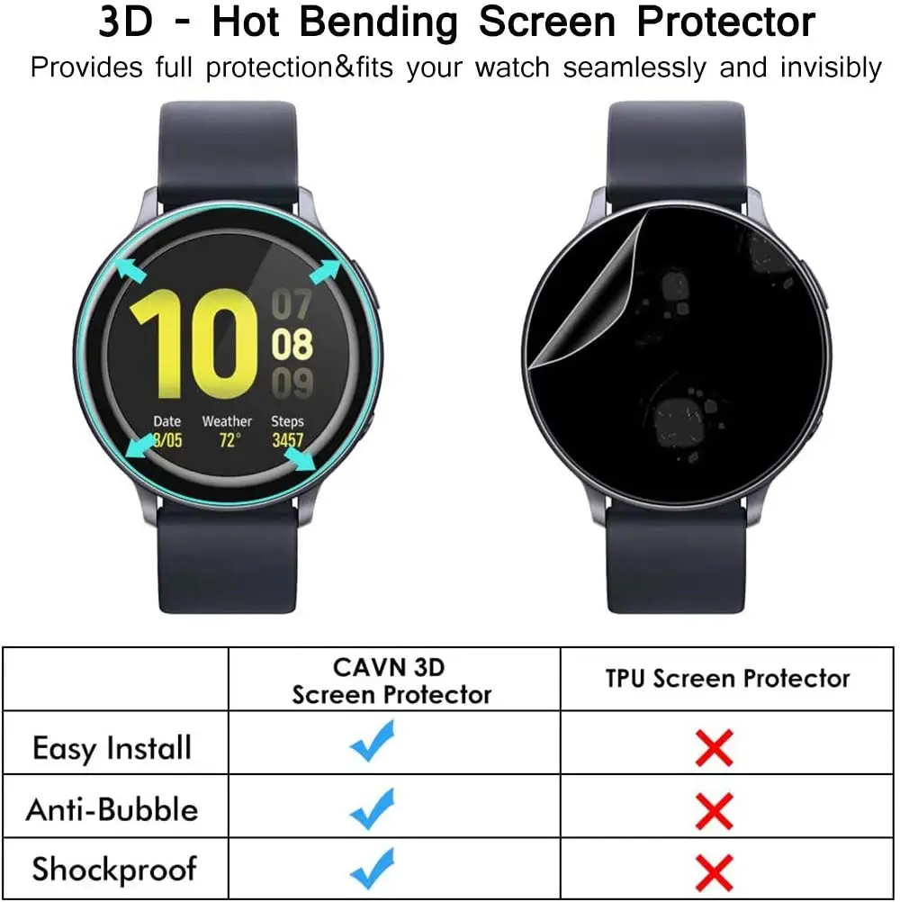 

Screen Protectors Film Soft For Samsung Galaxy Watch Active 2 40mm 44mm Full Cover 3D Curved Edge Protective Scratch Resistant