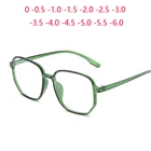 Очки для близорукости для мужчин и женщин, многогранная зеленая оправа, блокировка Blu-ray, в квадратной оправе, готовые очки от 0 до-0,5,-1,0,-1,5 до-6,0