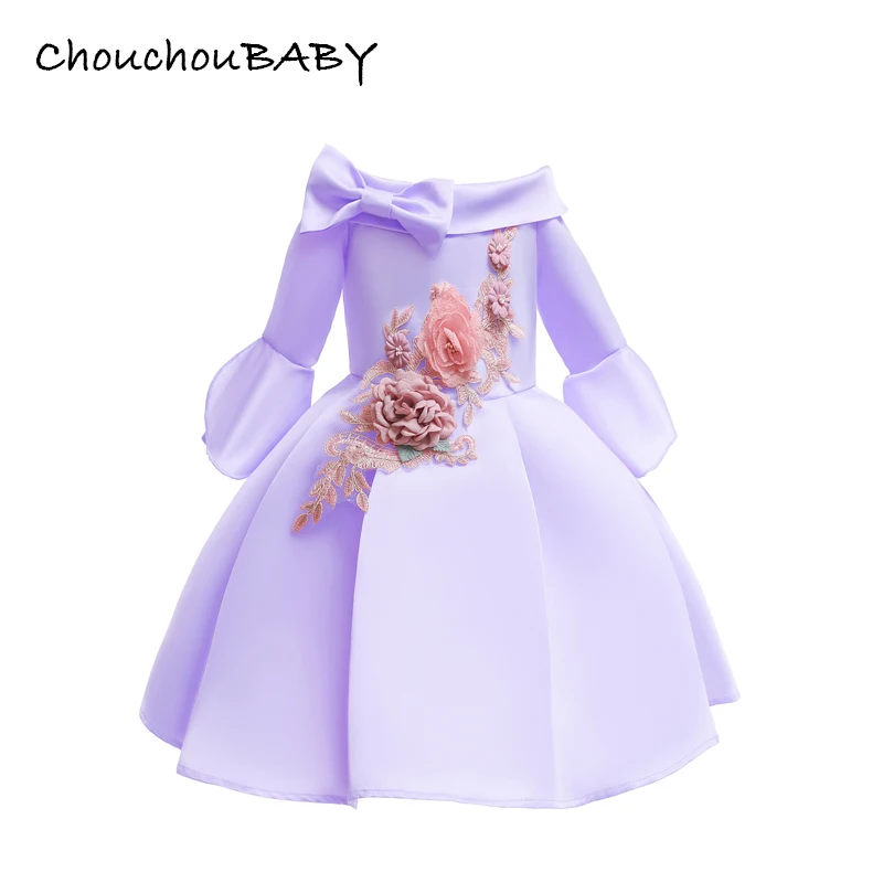 Light Purple Petit Camelia/вечернее платье на свадьбу для девочек; костюм принцессы с юбкой-пачкой; Новинка года; одежда для детей 3-8 лет - Цвет: Light Purple