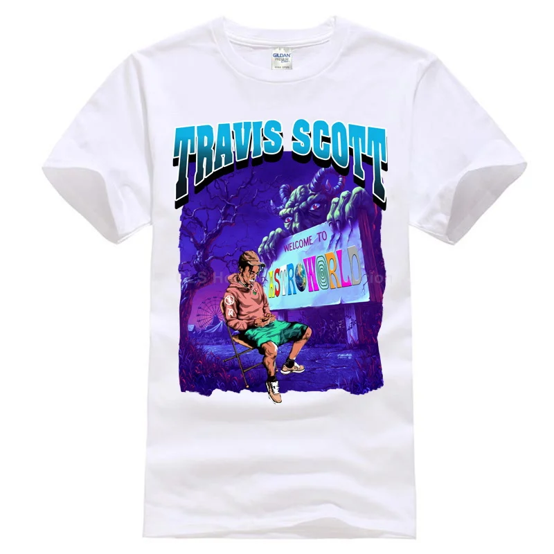 Трэвиса Скотта Astroworld, футболка, размер, подарок, принт, мужская, черная, классная, повседневная, прайд, футболка, мужская, унисекс, новая, модная футболка - Цвет: Men white
