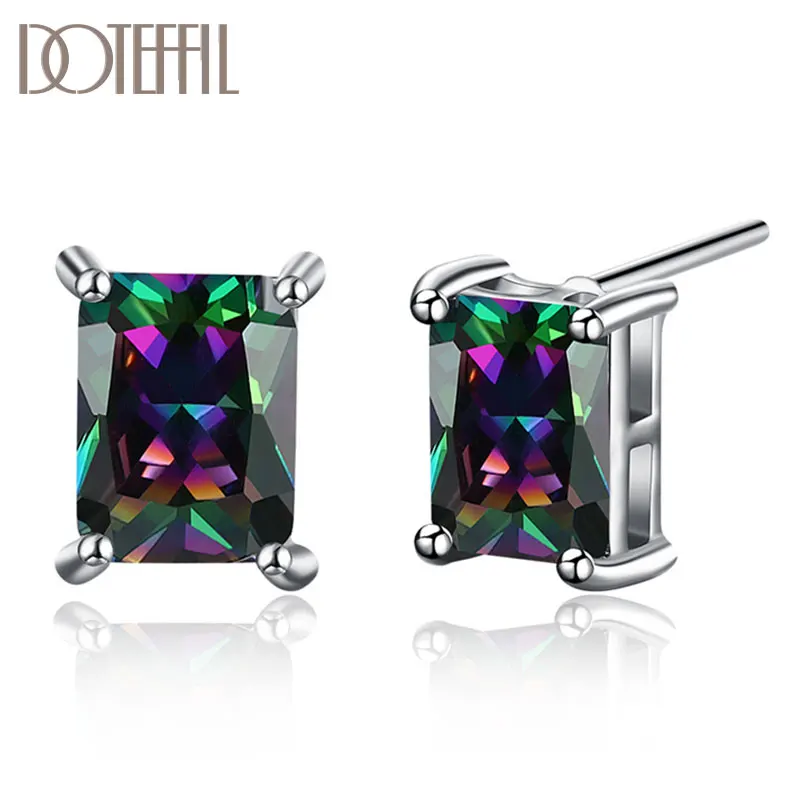 

DOTEFFIL 925 Sterling Silver Color AAA Zircon Charm Earrings Women Fashion Jewelry Wedding Party Gift