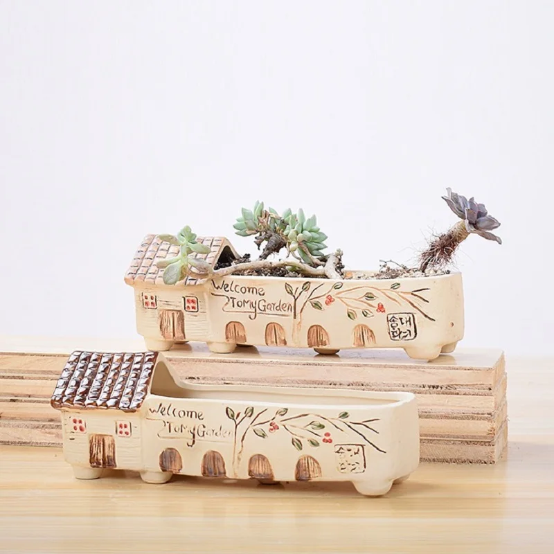

Creative Hand-painted Ceramics Fleshy Flower Pots Garden Planting Supplies Succulent Planter Pot Office Decoration Orn
