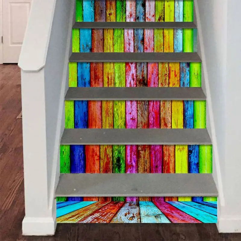 6 шт./компл. 3D Имитация деревянной доски лестницы подъемник напольная наклейка