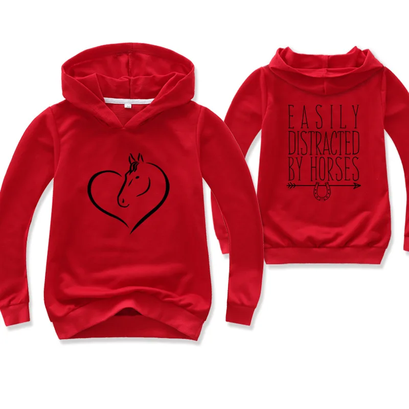 Модное платье с принтом лошади свитер капюшоном для мальчика рубашка длинными