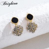 brighton new fashion delicate square zircon drop dangle earrings for women party wedding trendy banquet gift elegant jewelry