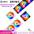 Вентилятор LIAN LI UNI AL120 2 поколения, ARGB чехол 120 мм PWM вентилятор, с программным управлением без кабеля, оригинальный 12 см вентилятор охлаждения компьютера