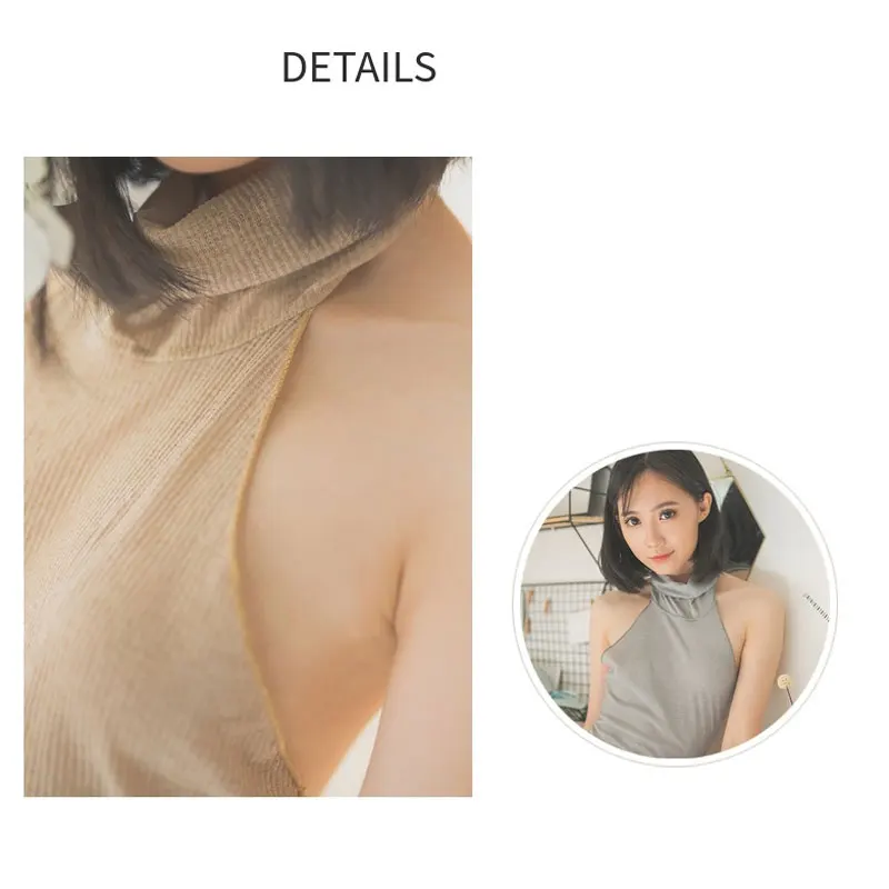 Сексуальное платье-свитер без спинки с глубоким v-образным вырезом полуводолазка