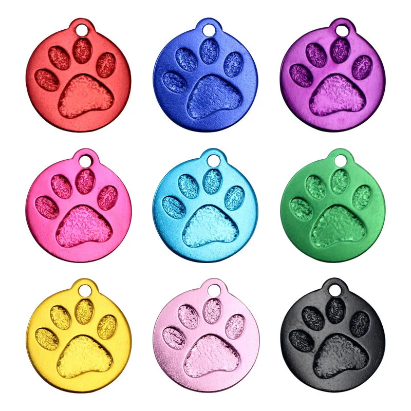 Pawstrip, 2 шт./лот, выгравированные бирки для собак, ошейник для собак, кошек, индивидуальная идентификационная бирка для собак, круглая лапа, персонализированные ошейники для кошек, 23*26 мм