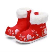 new girls winter boots costume hanfu shoes children baby embroidered shoes cloth shoes chinese style ethnic snow boots festive
