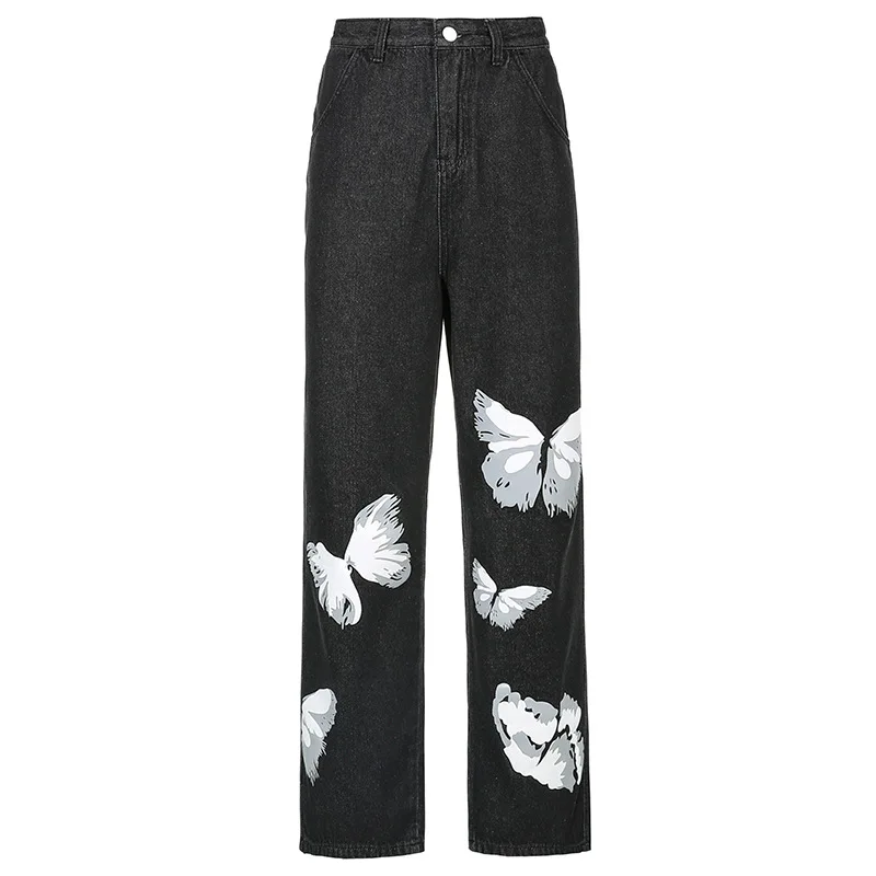 

New Arrival 2021 Night Club Sexy High Waist Fashion Print Butterfly Women Pants Summer Fashion High Street Legged Sweatpants