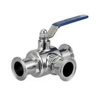 304 stainless steel sanitary ball valve 3 three way 1 5 od 50 5mm tri clamp ferrule type for food homebrew diary