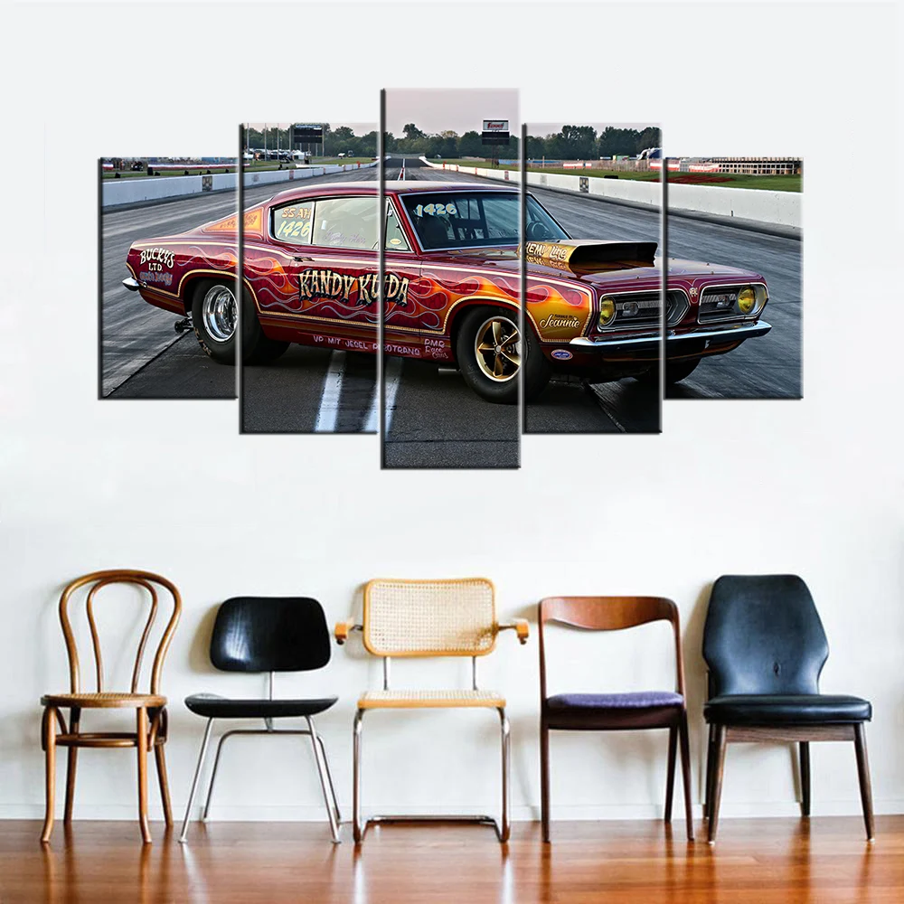 Модульные картины Настенная картина HD принты 5 шт. Плимут Барракуда суперкар