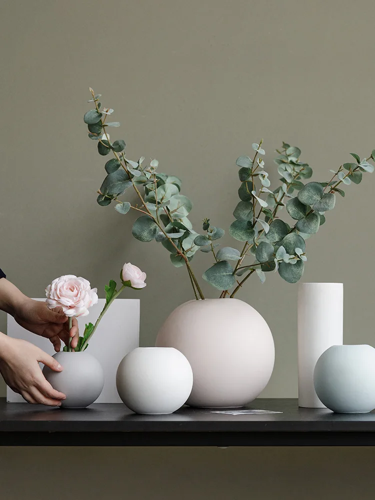 Ваза керамическая шаровая ваза для домашнего декора круглая гостиной цветочный