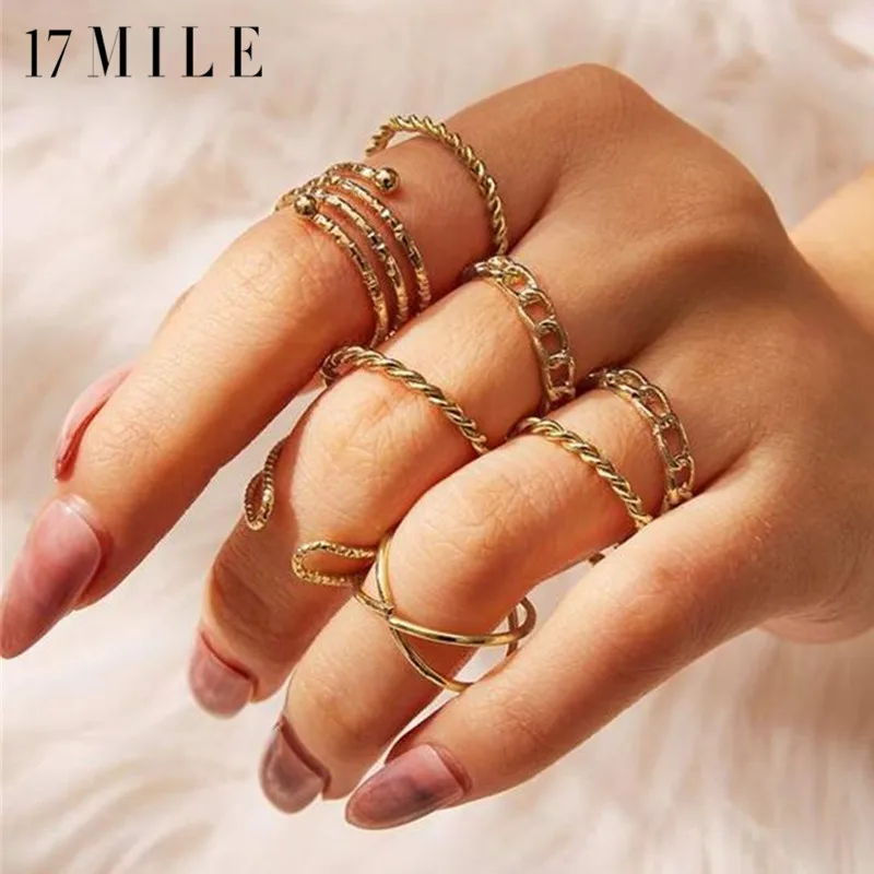 17 миль геометрические золотые серебряные Многослойные перекрестные кольца на
