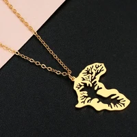 stainless steel hollow out africa map necklace personality pendant necklace for women necklace men fashion girl jewelry gift