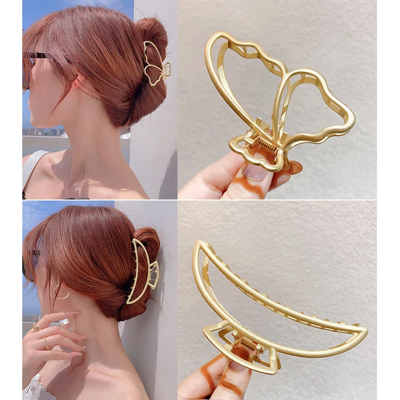 

New Design Women Elegant Gold Hollow Geometric Metal Hair Claw Girls Vintage Hair Clips Headband Hairpin Hair Accessories Gift