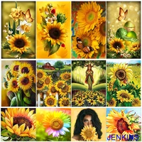 5d diy diamond painting flowers sunflower round full diamond embroidery kit home decoration craft home art collection jenkins