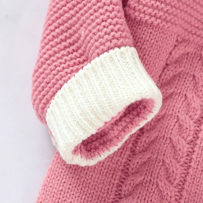 

Newborn Baby Girl Boy Romper Knitted Long Sleeve Single Breasted O-Neck Jumpsuit Warm Autumn Baby Clothes Solid Costumes 0-18M